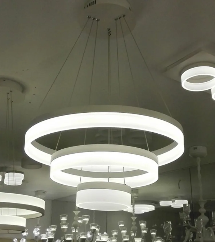 Living room chandelier intelligent dimming post-modern minimalistic led lamp circular ring acrylic restaurant | Лампы и освещение