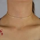 Крошечные CZ проложили мин теннисная цепь колье с золотым покрытием Женская мода свадебное ожерелье ювелирные изделия подарок