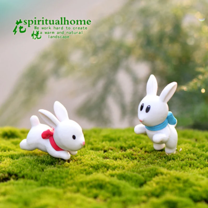 Милый белый розовый кролик заяц Кони Лапин Луг прерий Китай маленькая статуя