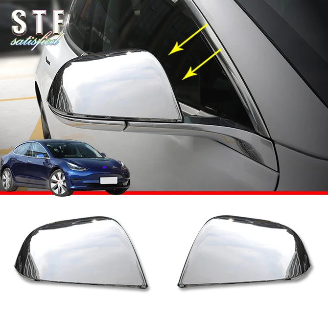 

ABS Chrome Car Accessories Side Mirror Cover Trim Rear View Cap Overlay Molding Garnish For Tesla Model 3 2017 2018 2019