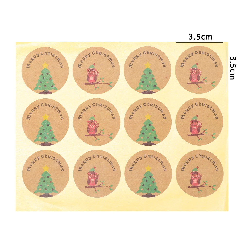 I 120PCS Счастливого Рождества Крафт ручной работы стикер карты коробка посылка спасибо запечатывание этикеток стикер s Свадебный декор вечерние принадлежности - Цвет: I 120PCS