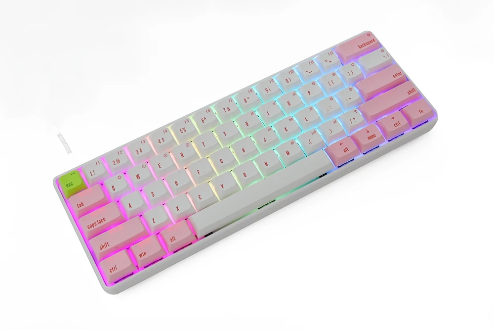 

sk61 60% custom mechanical keyboard rgb optical switch leds hot swapping socket powerful control software type c pcb plate case