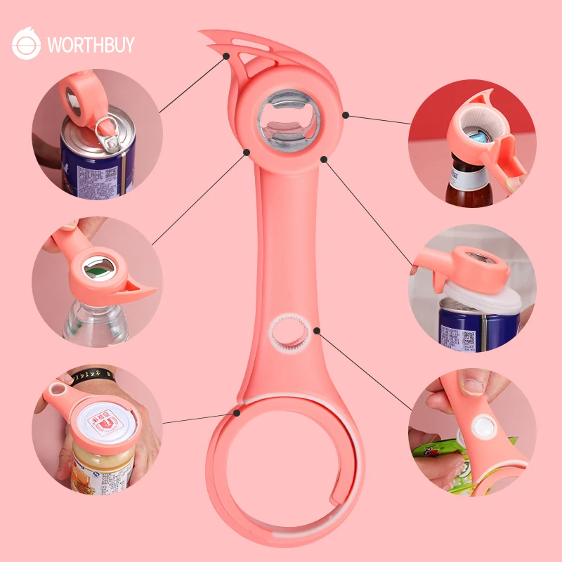 WORTHBUY 6 in 1 Открывалка для бутылок Многофункциональная Пластиковая консервная