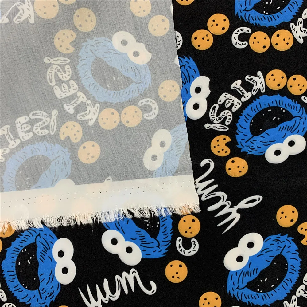 50x145cm Black Cookie Monster Polyester Cotton Fabric for baby shirt Hometextile Mask Slipcover Cushion DIY Material | Дом и сад