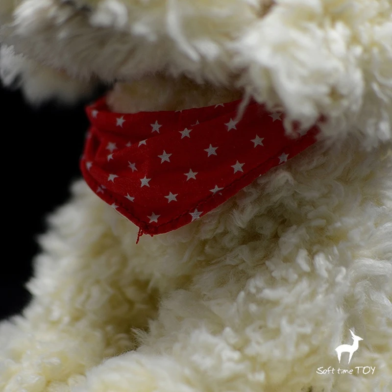 

Cute white Teddy dog wearing a scarf Dolls Toy present Girlfriend Soft animals Toys model