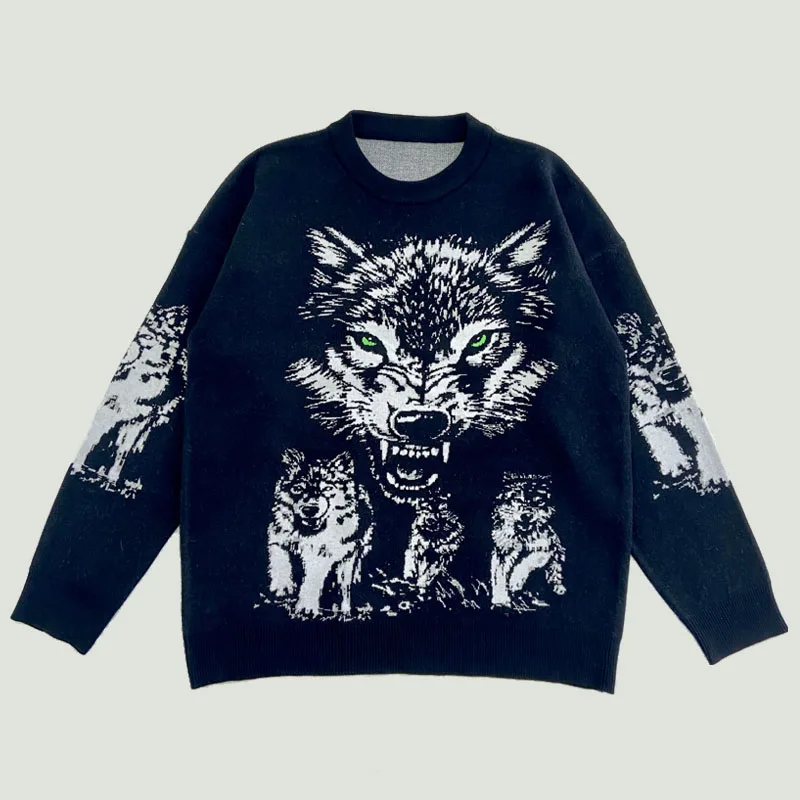 

Men's Animal Knitting Sweater Harajuku Streetwear Casual Oversized Loose Comfortable Pullover Sweater Unisex Tops Autumn Winter