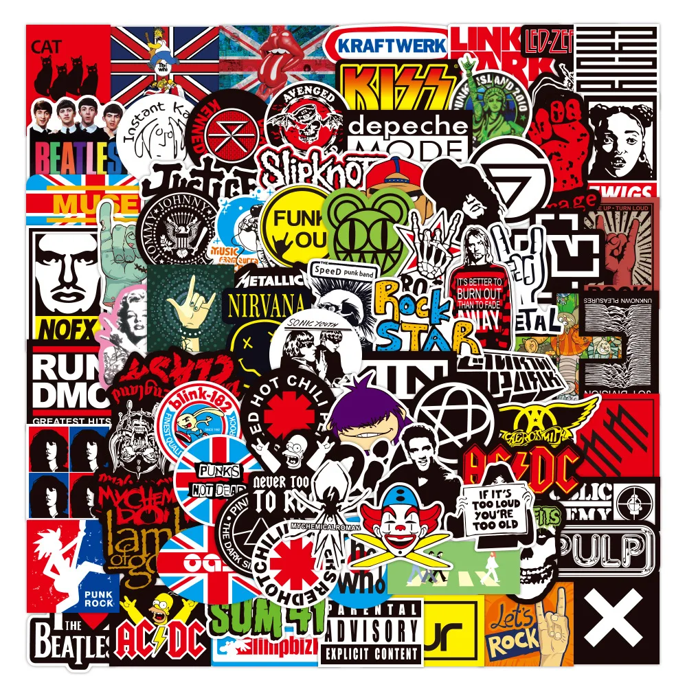 100 шт. наклейка в стиле рок музыка ретро граффити наклейки JDM для гитары мотоцикла