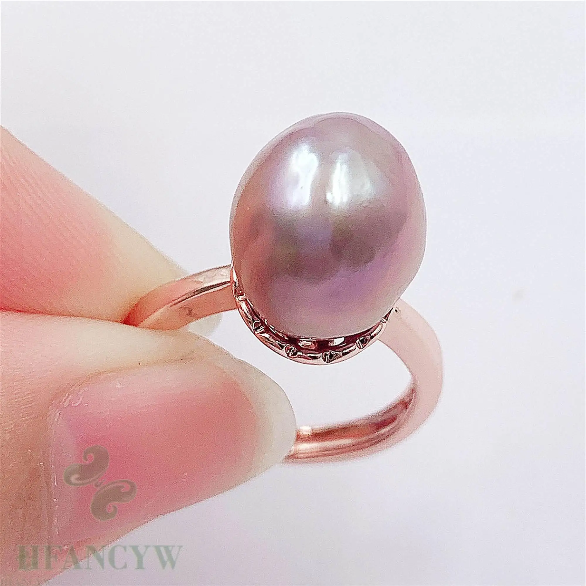 Фиолетовый барочный жемчуг регулируемое Открытое кольцо ручной работы