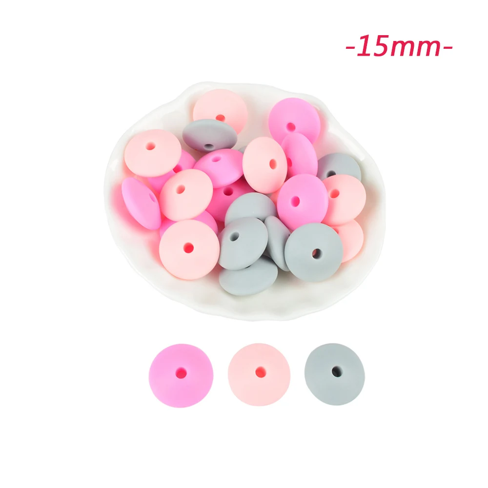15mm-D LOFCA, 15 мм, силиконовые круглые бусины, чечевица, 30 шт./лот, Прорезыватель для зубов, детский прорезыватель, жевательный, BPA бесплатно, сделай сам, цепочка для соски, пищевой силикон - Цвет: 15mm-D