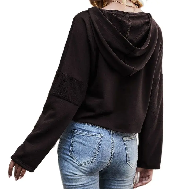 

New Autumn Women Sweatshirts Solid Pullover Tops Long Sleeve Casual Streetwear Girl Clothes Sexy Short Hoodie Sweatshirt Outwear