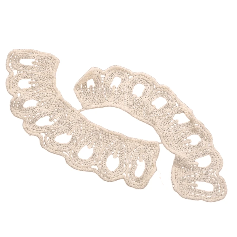 Бежевый хлопок вырез кружевной воротник очаровательные Швейные Аппликации