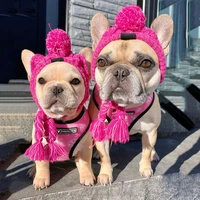 winter dog hat pom pom hat dog beanie knitted warm dog cap cute pet accessories neck ear warmer hood for small medium large dog