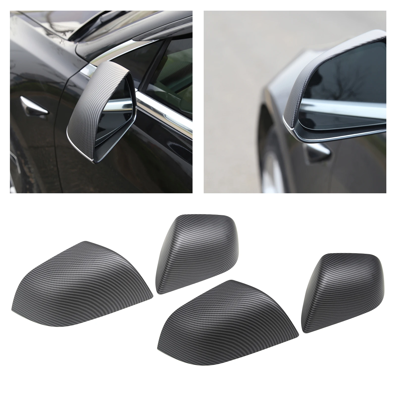 

2PCS Car Rearview Mirror Cover Auto Exterior Accessories ABS Carbon fiber fit for Tesla Accessories 2017-2021