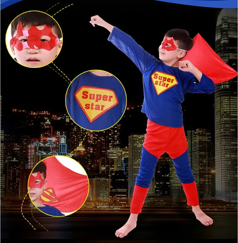 Детский костюм супергероя вечерние костюмы Бэтмена и Человека паука одежда для