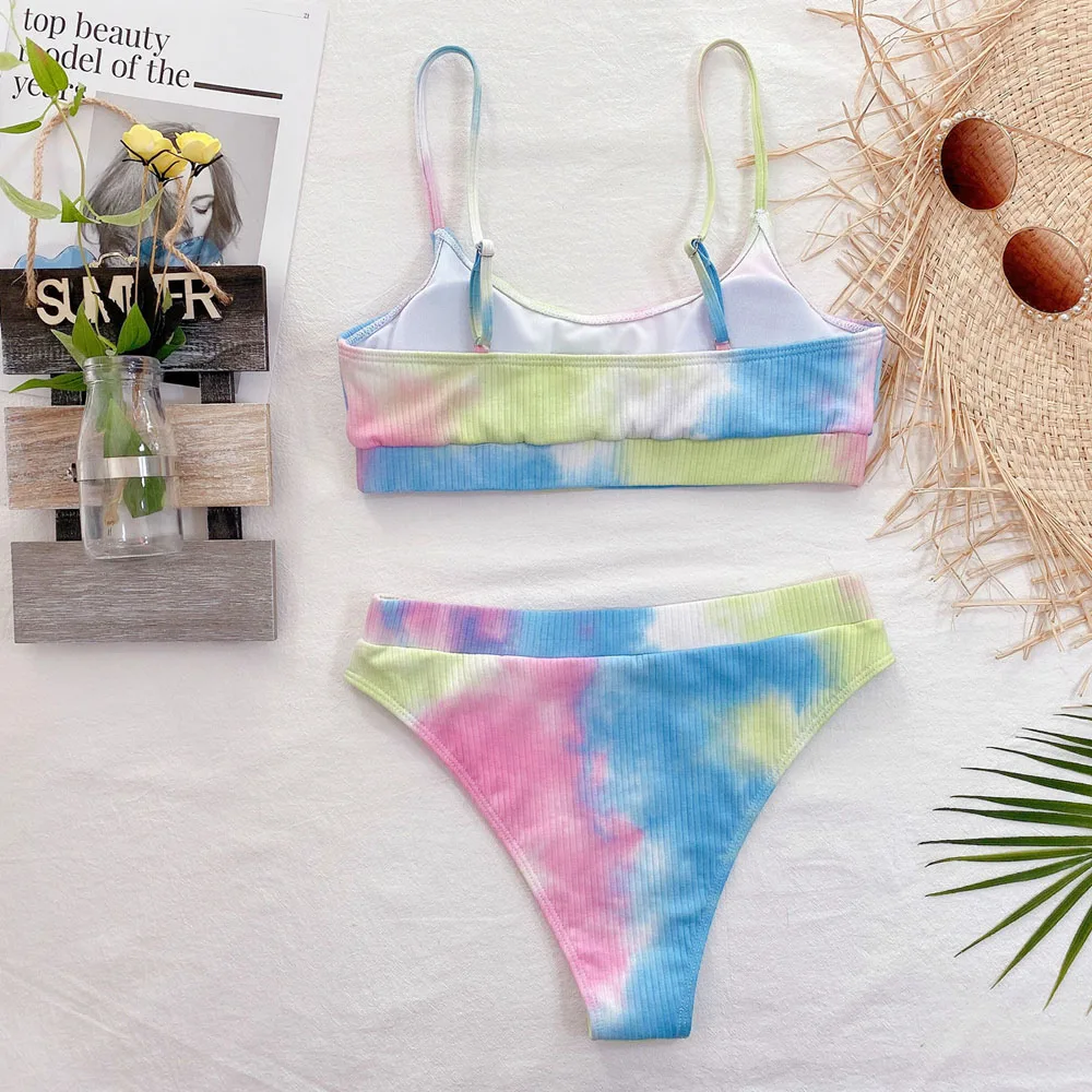 

Sexy Tie Dye Bikini Set High Waist Bikinis Swimsuit Women Push Up Swimwear Bathing Suit Biquini 2021 Summer Beach Wear