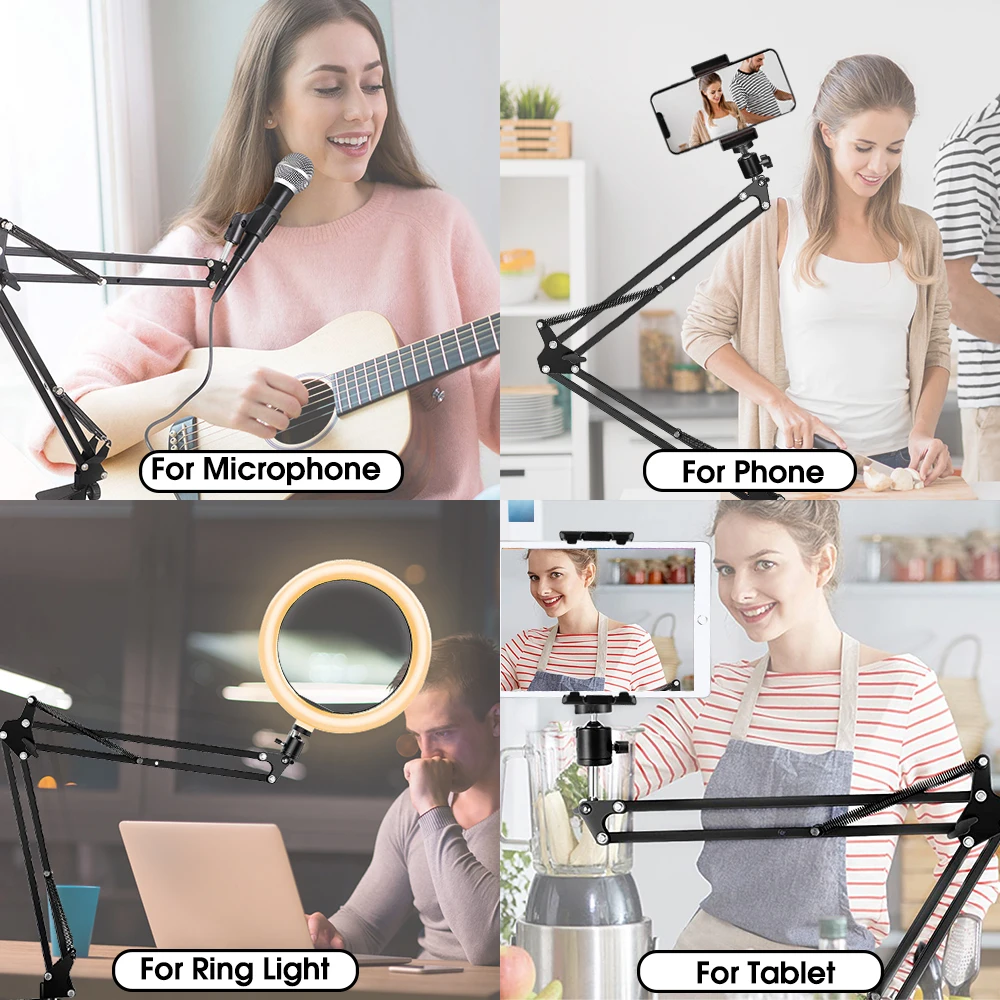 Настольный кронштейн для микрофона с держателем телефона подставка-держатель