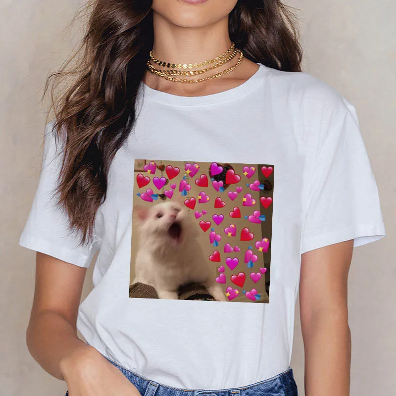 Новая футболка с милым котом Женская Повседневная забавная мультяшным принтом