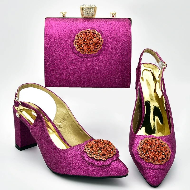 Новейший дизайн Женский Свадебный комплект из обуви и сумки в африканском стиле
