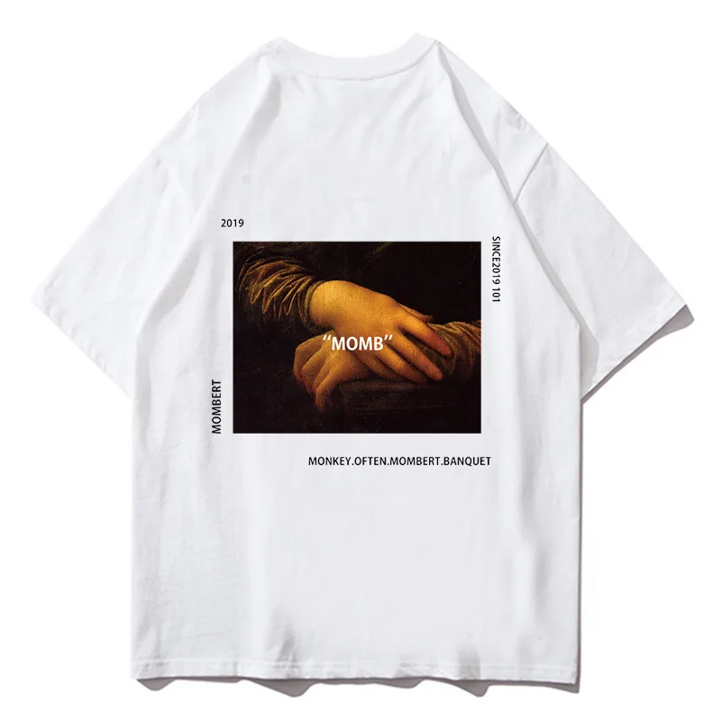 

Harajuku Hip Hop Men Funny Mona Lisa T-Shirt Cotton Urban Streetwear Mens T-shirt Short Sleeve Hipster Summer 2020 T Shirt Women
