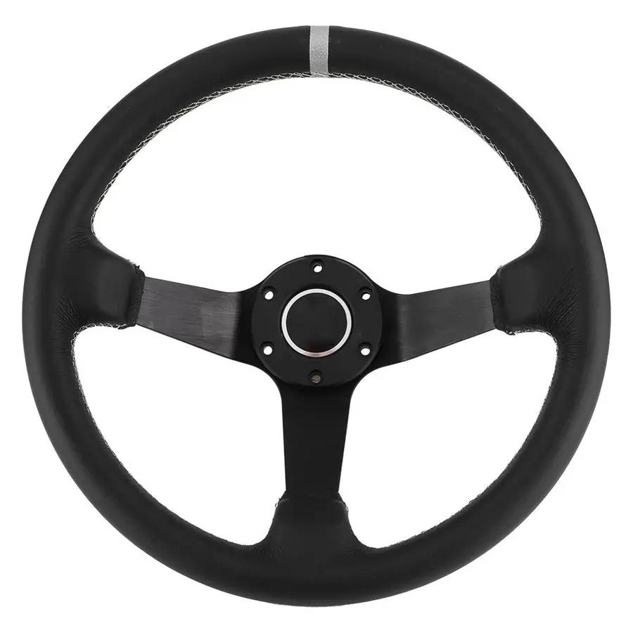 Руль 350 мм/14 дюймов для SPARCO Style 6-Bolt глубокая тарелка черный кожаный гоночный руль с