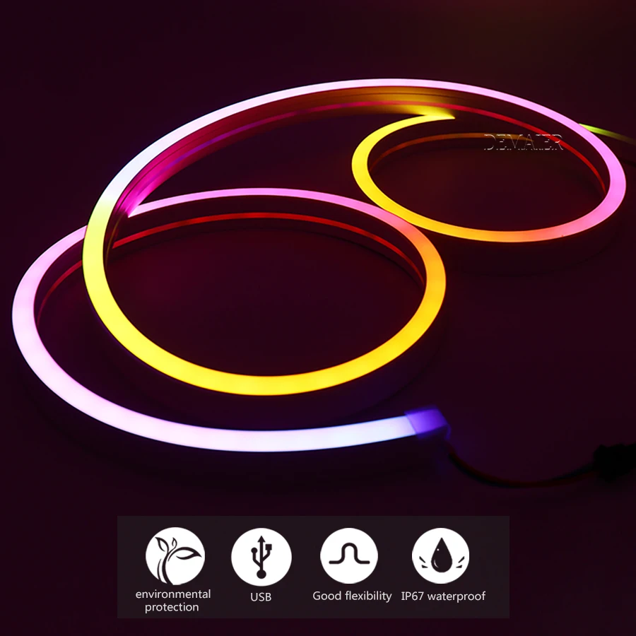 1 м 2 3 USB WS2812B силикагелевый гибкий светодиодный неоновый лихтер для домашнего