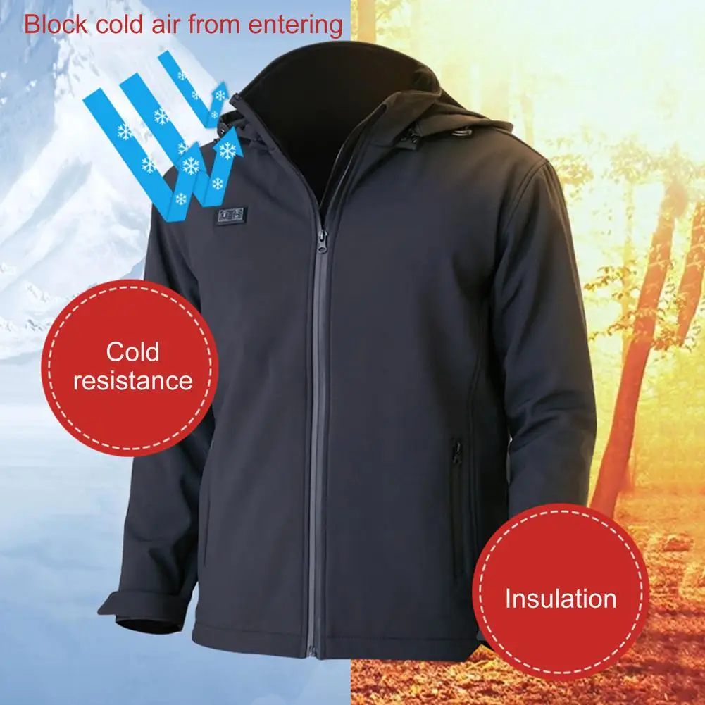 

USB Smart Electric Heated Jacket 3 Levels Adjustable Temperature Dual Switch Abdomen Back 4 Areas Skiing Heating Clothes