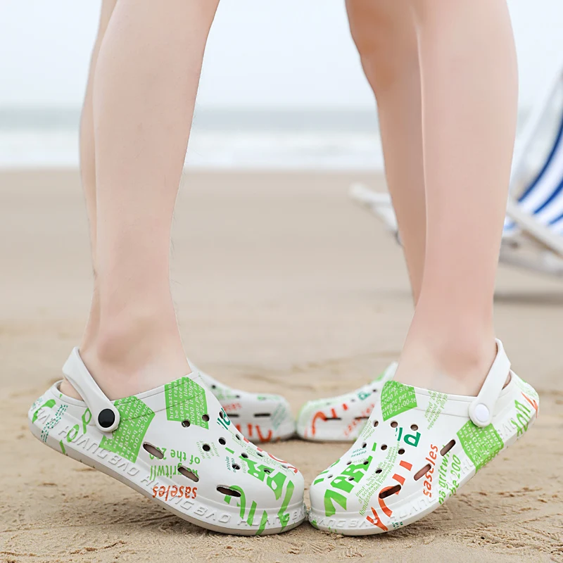 Сандалии мужские с рисунком модные шлепанцы для пар уличные пляжные сандалии