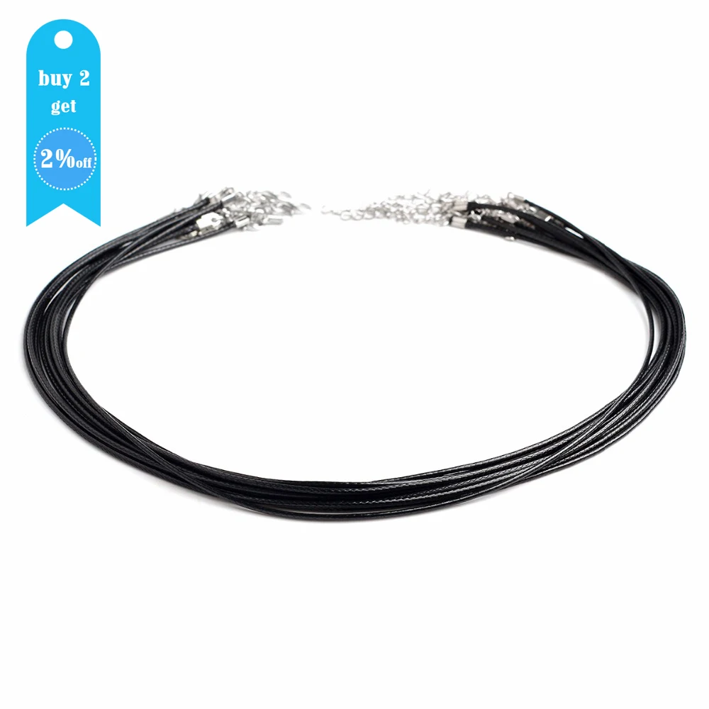 10 шт./лот черная кожаная веревка ожерелье из искусственной кожи 45 см + 5 шнур