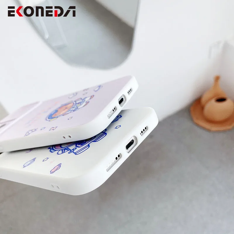 

EKONEDA Silicone Phone Case For iPhone 12 11 Pro XS Max X XR 7 8 6S Plus Cartoon Astronaut Animal Case Protective TPU Cover