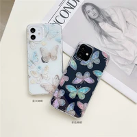ins cartoon butterfly laser phone case for iphone 12 11 pro max xs x xr 7 8 plus silicone soft side clear protective cover shell