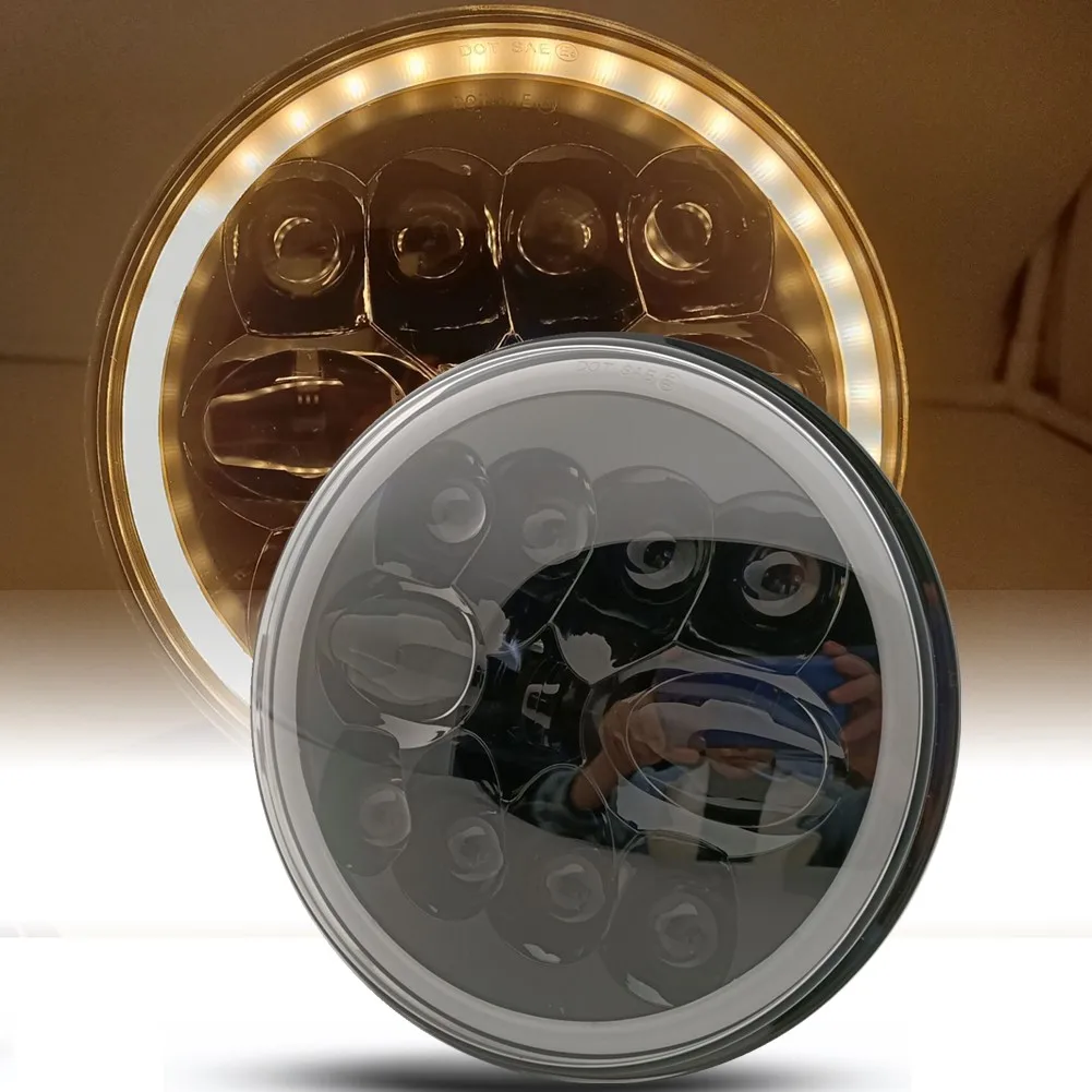 

Точка 60W Светодиодный фар 7 "дюймовый белый DRL Янтарный указатель поворота Halo Ангельские глазки для мотоцикла Touring Cafe Racer