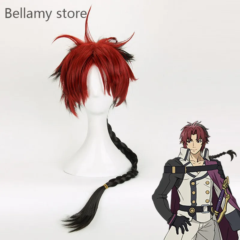 Anime Seraph of the end Crowley Eusford Long Red mixed Black Heat Resistant Cosplay Costume hairwear Wig+Wig Cap