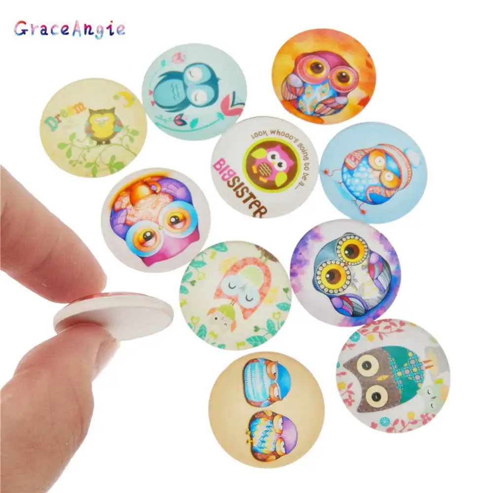 GraceAngie 8 30 мм Смешанные Мультяшные Совы Стеклянные Кабошоны подходят для основа