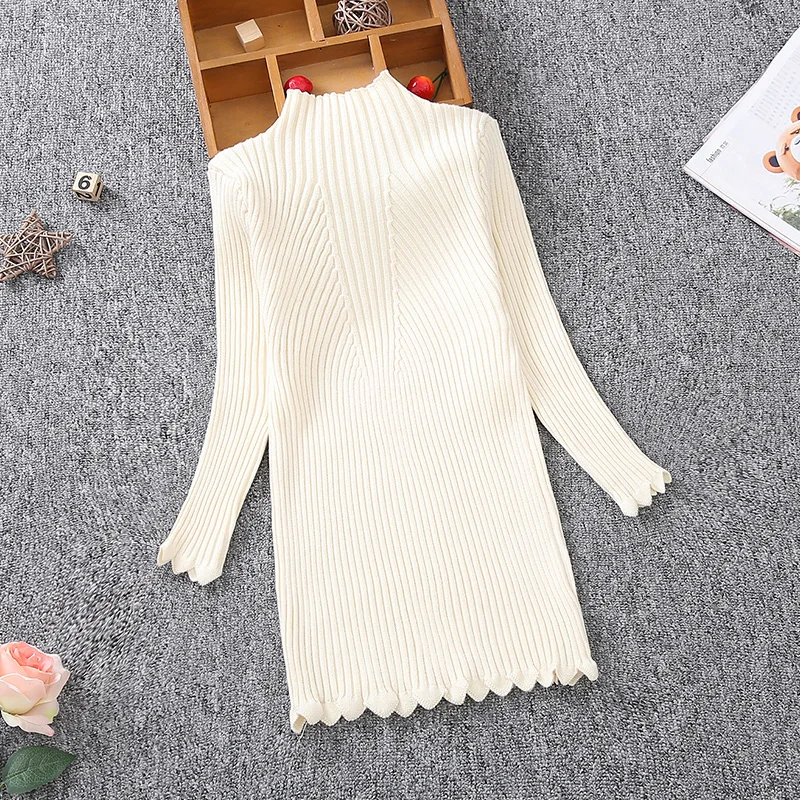 

Kids Girls Knitted Sweater Spring Autumn Winter Baby turtleneck long Sweater for Teen Girl wear warm Clothing 2 4 8 10 12 13Year