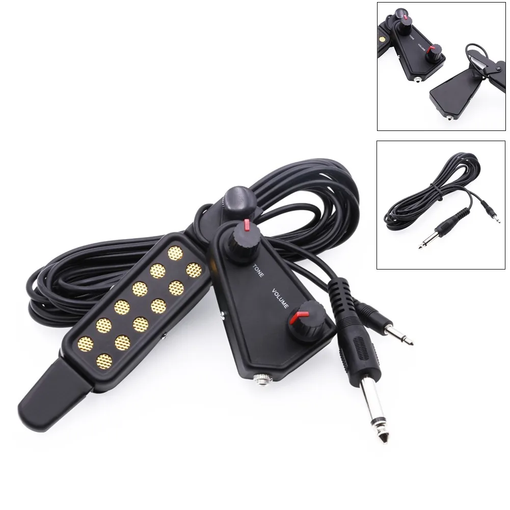 

12-Hole Acoustic Guitar Pickup With Tone Volume Controller Adjustable Tone/Volume Audio Cable Guitar Parts & Accessories