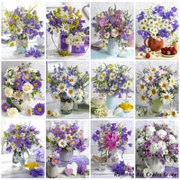 5d diy full square round drill diamond painting purple white daisy flower embroidery mosaic pictures rhinestones new arrival