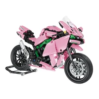 diy assemable motorcycle small bricks educational toys for children adults building blocks model set pink black