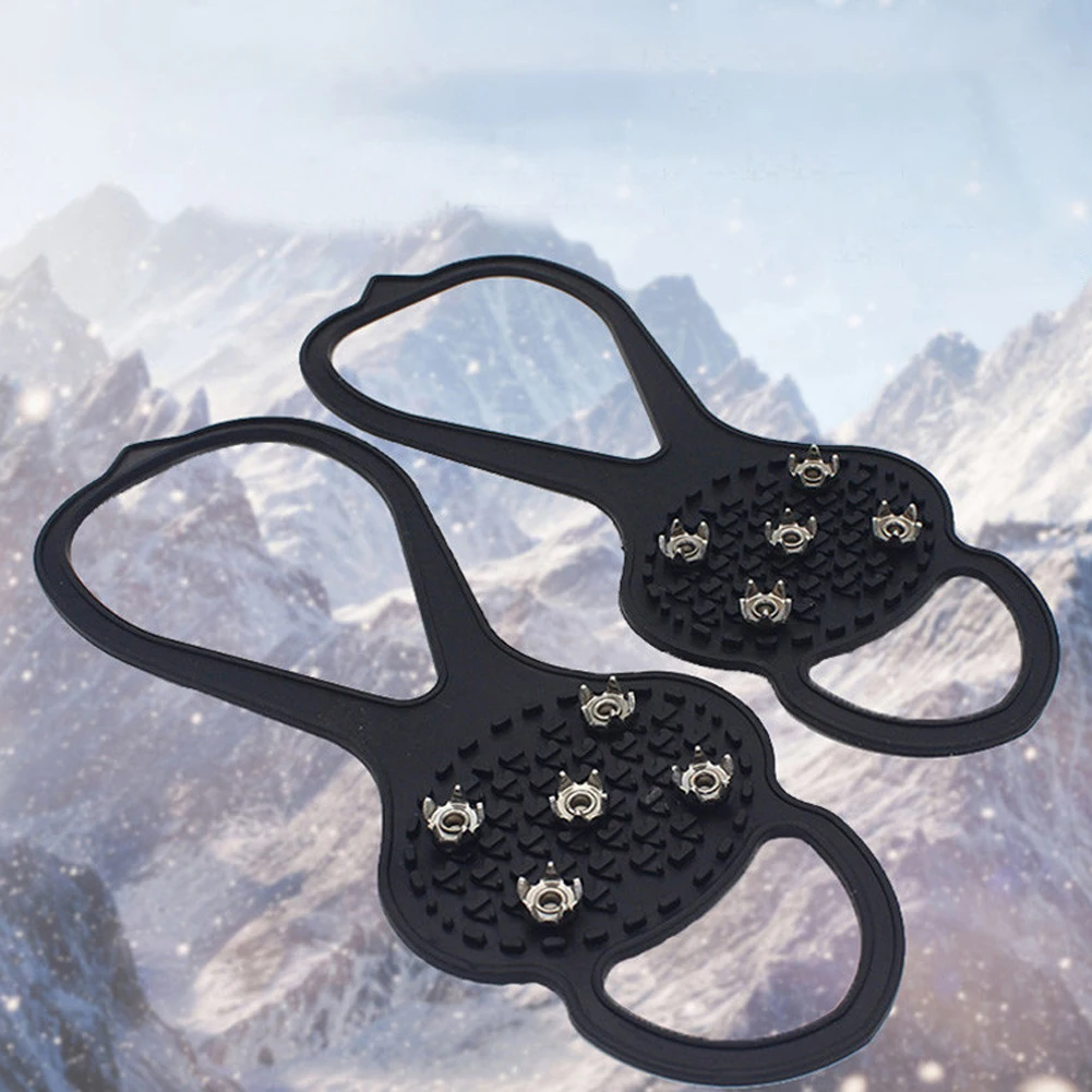 

1 Pair Hot Sale Crampons Gripper Spikes Ice Snow Grips Climbing Spikes Snow Traction Cleats For Adult And Kid Anti Slip For Safe
