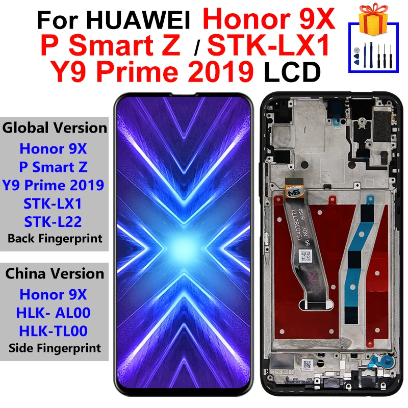 

NEW 6.59" For Huawei P Smart Z LCD Display Touch Screen For Honor 9X LCD STK-LX1 STK-L22 HLK-AL00 TL00 Digitizer
