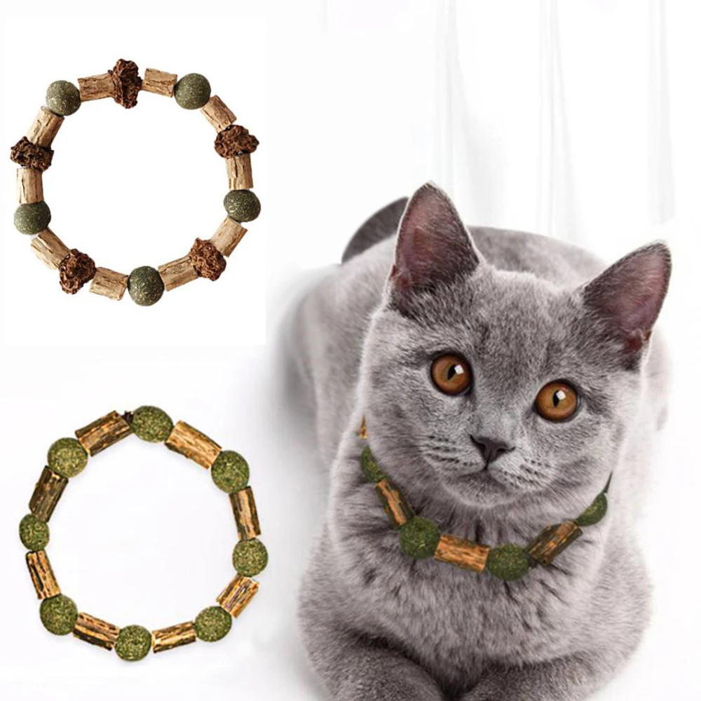Pet Cat Natural Catnip CollarDurable Elastic Necklace Chew Teeth Cleaning Treat Toys For Toy | Дом и сад