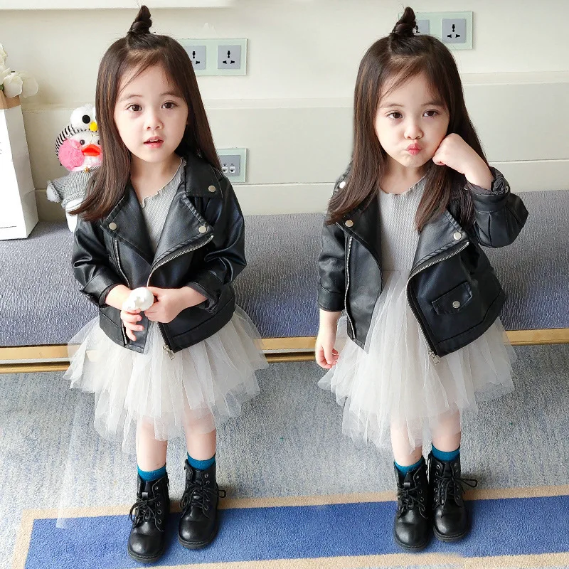 Mihkalev/модная кожаная куртка и пальто для маленьких девочек Осенняя детская одежда