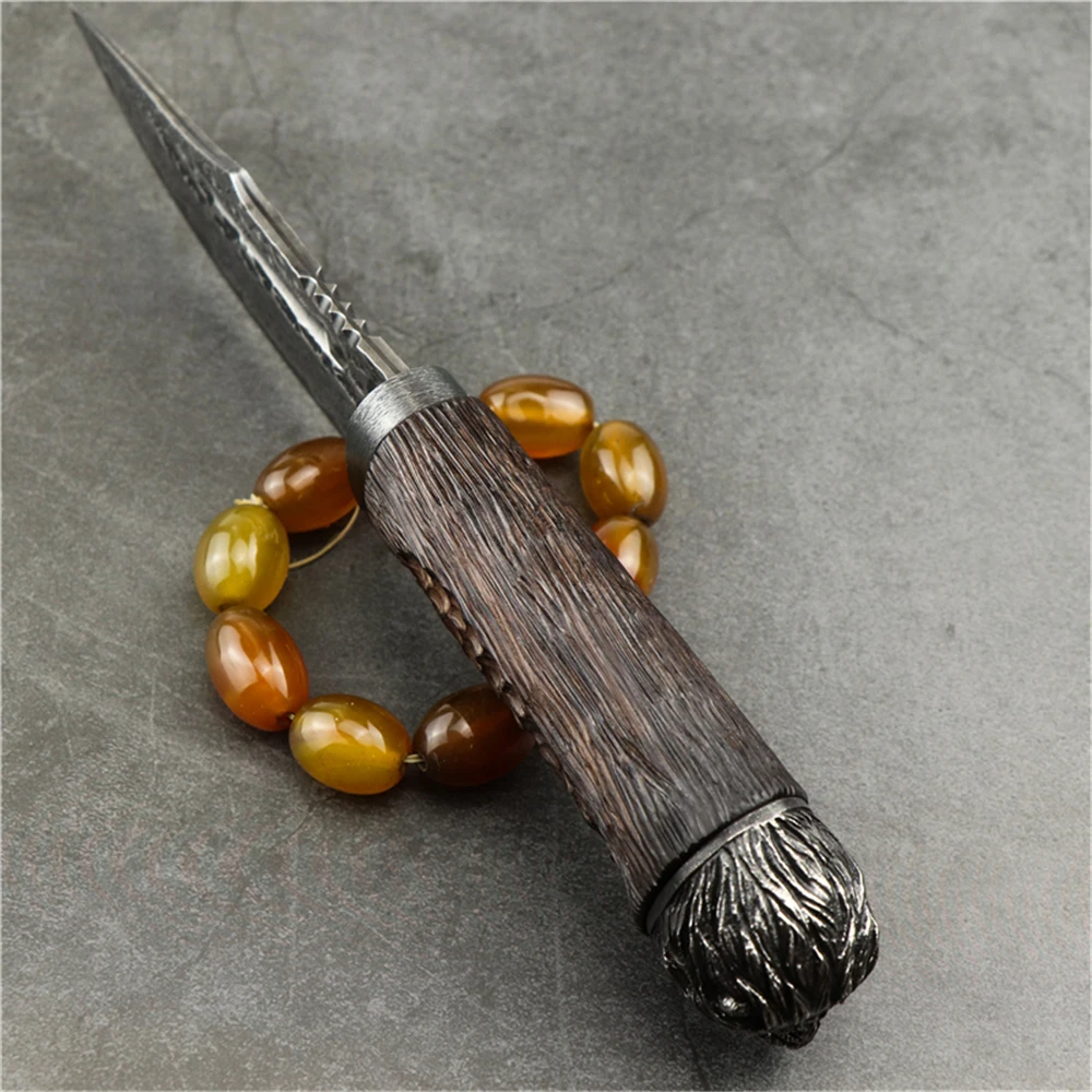 Дамасский прямой нож для выживания на природе охоты фиксированное лезвие ручка