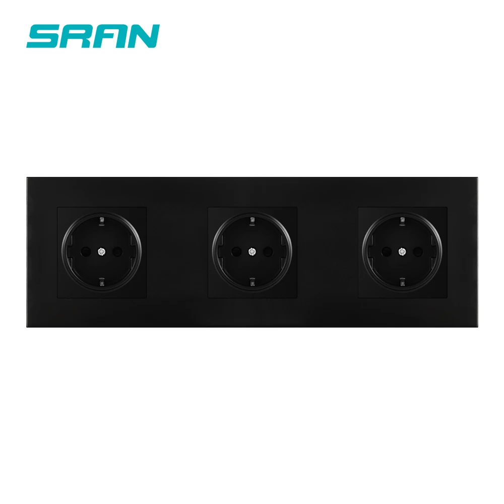 Настенная розетка SRAN для дома черная/белая/Золотая огнестойкая панель из