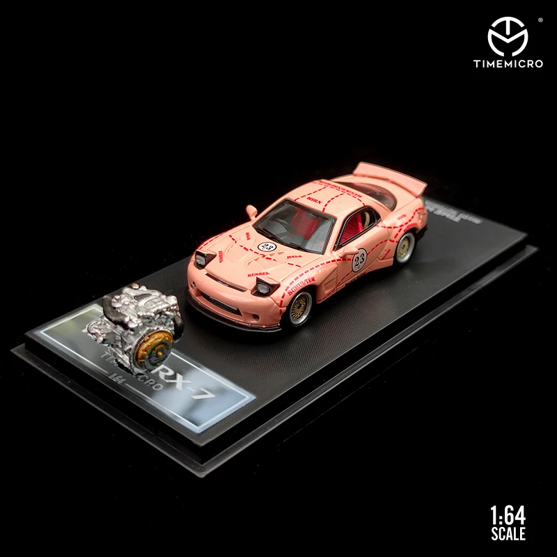 Модель автомобиля TimeMicro 1:64 Rocket Bunny Pandem Mazda RX-7 розовая свинка литой автомобиль |