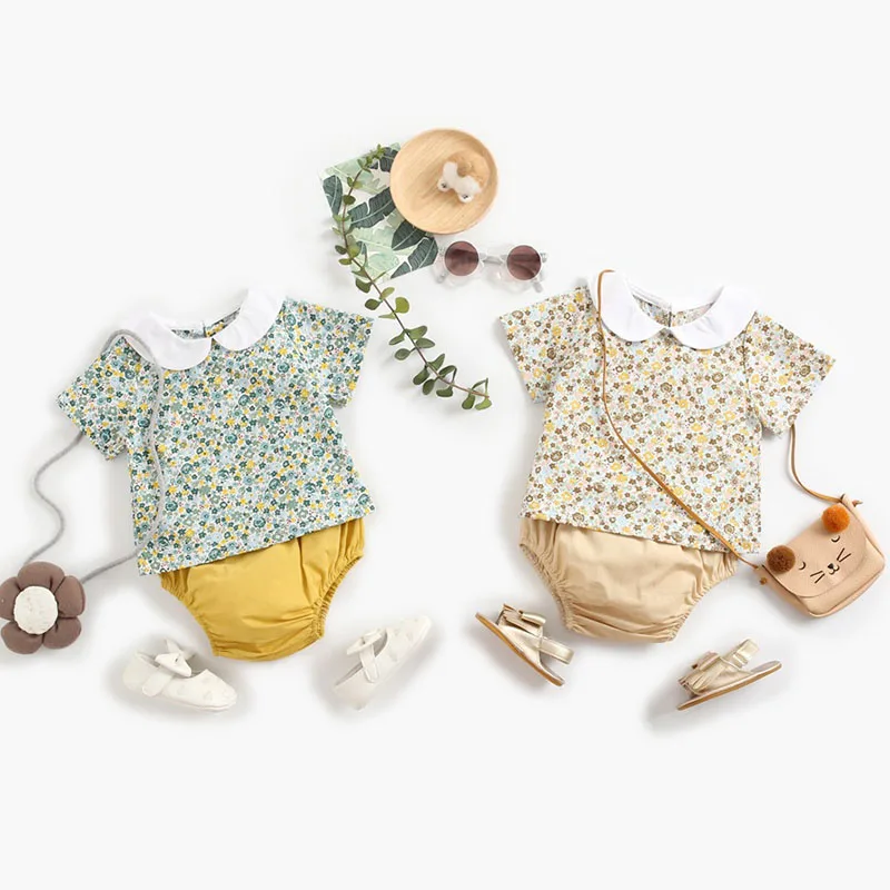 

Комплект одежды для новорожденных девочек из 2 предметов: топ с коротким рукавом и трусы