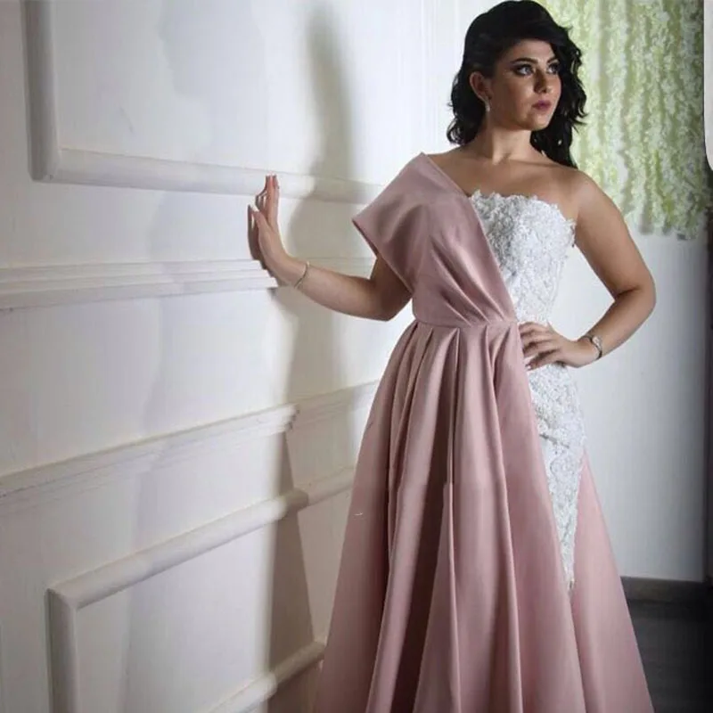 

vestidos de noiva Arabic One Shoulder Evening A Line Formal Gowns 2018 mother of the bride dresses