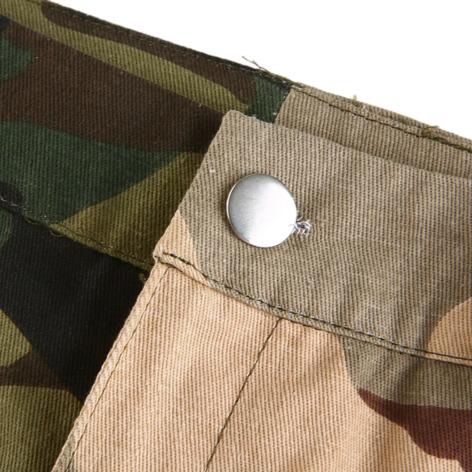 Брюки-карго женские камуфляжные с завышенной талией и карманами-клапанами |