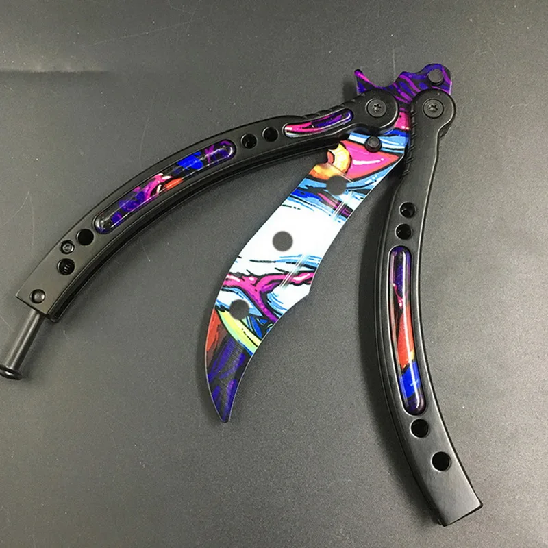 Складной тренировочный непрактичный нож бабочка Balisong цветной практичный