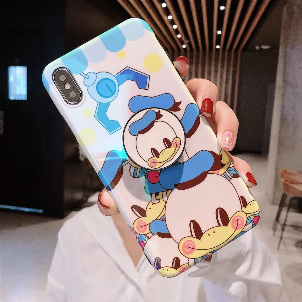 Для iPhone 11 Pro MAX забавные мультяшные милые очаровательные девчачьи мышь утка кронштейн Blue Ray IMD чехол для iPhone XR XS MAX X 6 6S 7 8 Plus