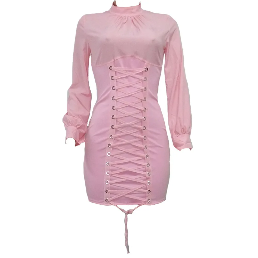 

2021 New Black Lace-Up Design Twill Satin Mini Dress